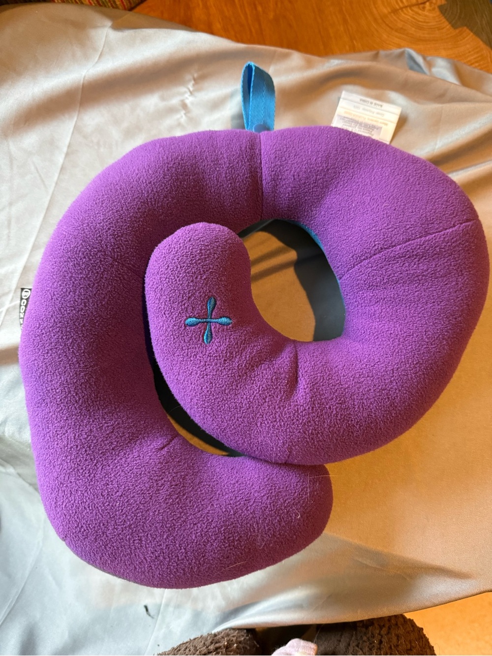 Bcozzy Kids Neck Travel Pillow in Purple with blue